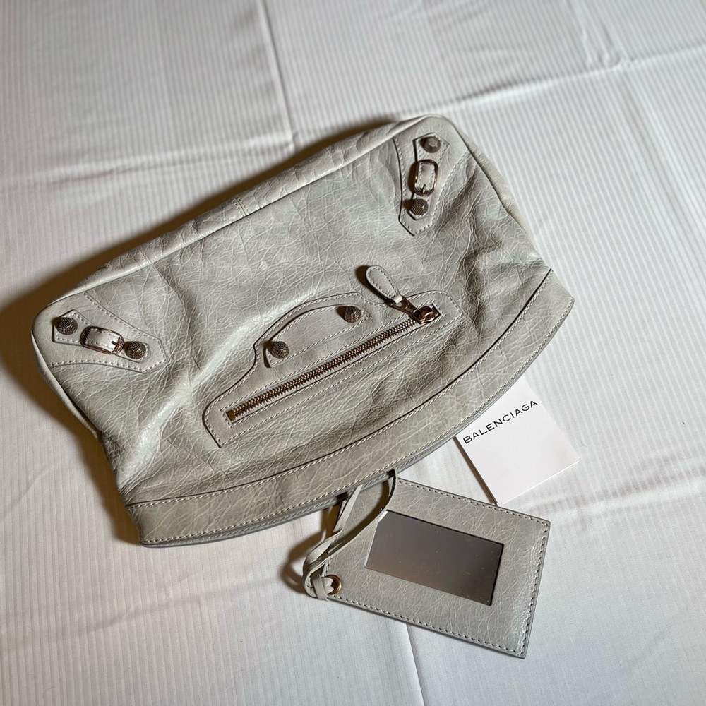 Balenciaga Grey Thulian Lambskin Leather Premier Clutch Bag